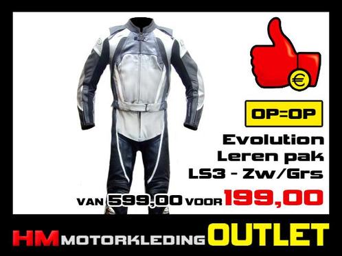 Leren motorpak Evolution LS3 Zw-Grijs-Wit - MEN 46 54, Motoren, Kleding | Motorkleding, Combipak, Heren, Nieuw met kaartje, Ophalen
