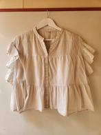 Beige blouse met ruches - Maat M/L, Maat 38/40 (M), Verzenden, Beige, Onbekend
