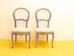 2 houten blauwe stoelen 33498, Gebruikt, Blauw, Ophalen of Verzenden, Stof