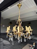 Grote vintage Hollywood Regency kroonluchter met kristal, Ophalen, Gebruikt, Overige materialen