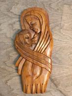 Houten wandhanger, Maria en kind, Antiek en Kunst, Kunst | Beelden en Houtsnijwerken, Ophalen of Verzenden