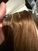 100 gram clip in extensions nieuw bruin, Ophalen of Verzenden, Zo goed als nieuw, Pruik of Haarverlenging
