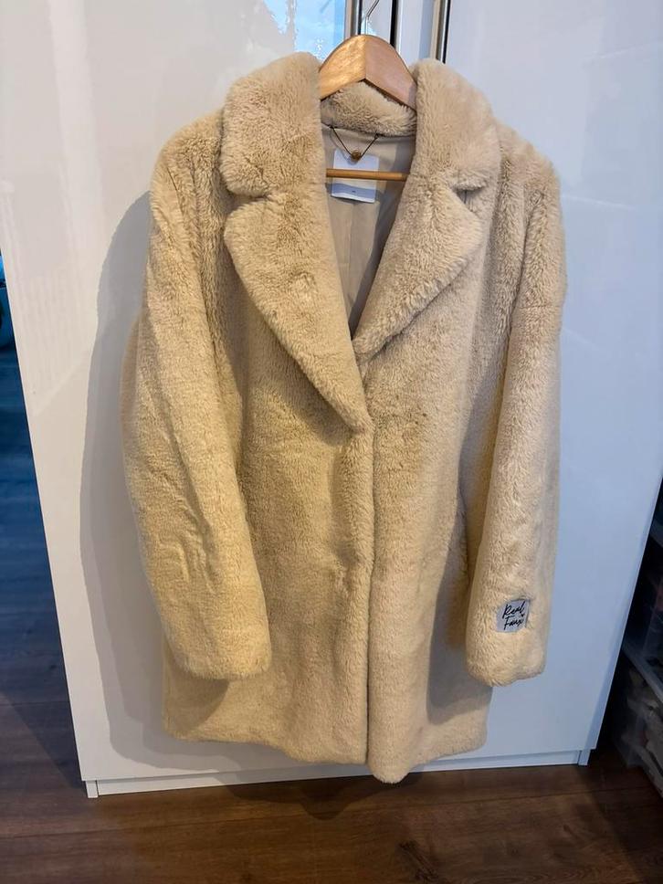 Rino & Pelle beige bontjas winterjas mt 42/XL, Kleding | Dames, Jassen | Winter, Zo goed als nieuw, Maat 42/44 (L), Beige, Ophalen of Verzenden