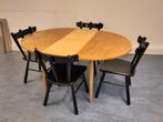 Vintage houten eettafel rond uitschuifbare tafel rond hout, Huis en Inrichting, Tafels | Eettafels, Ophalen, Gebruikt, ., Rond