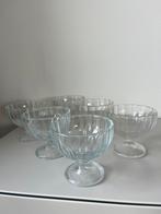 Vintage ijscoupes | geribbeld glas | set van 3 of 6, Ophalen of Verzenden, Gebruikt, Overige typen