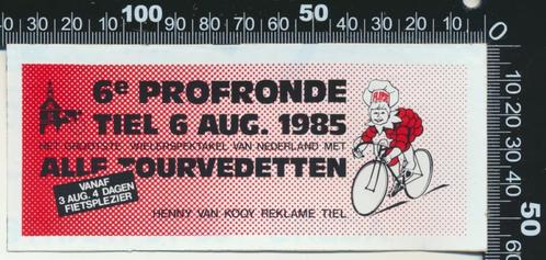 Sticker: Profronde Tiel 1985 - 6e - Flipje, Verzamelen, Stickers, Zo goed als nieuw, Sport, Verzenden