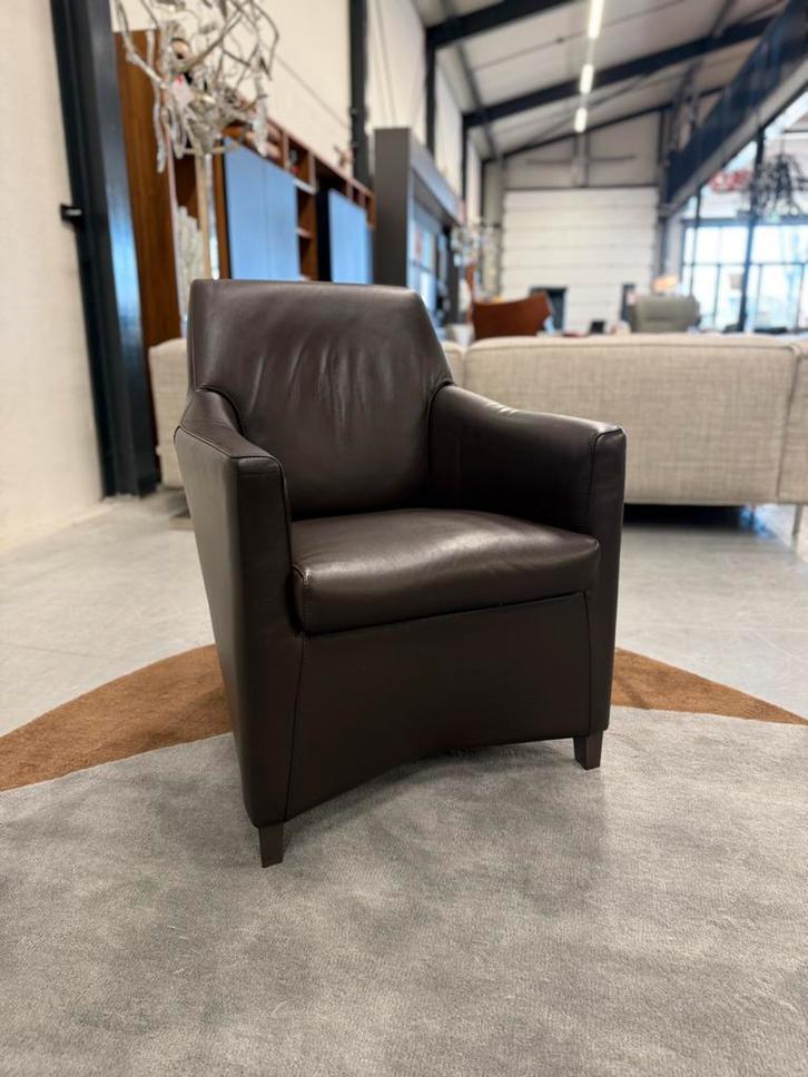 Leolux Calinda Fauteuil Bruin Raffino leer Design stoel, Huis en Inrichting, Fauteuils, Nieuw, Leer, 50 tot 75 cm, 75 tot 100 cm