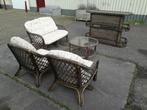 Lounge set, tuin set, met bar van rotan (incl kussens), Ophalen, Gebruikt