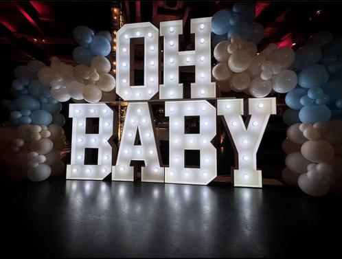 Lichtletters OH BABY huren/verhuur/babyshower/genderreveal, Hobby en Vrije tijd, Feestartikelen | Verhuur, Nieuw, Geboorte of Huwelijk