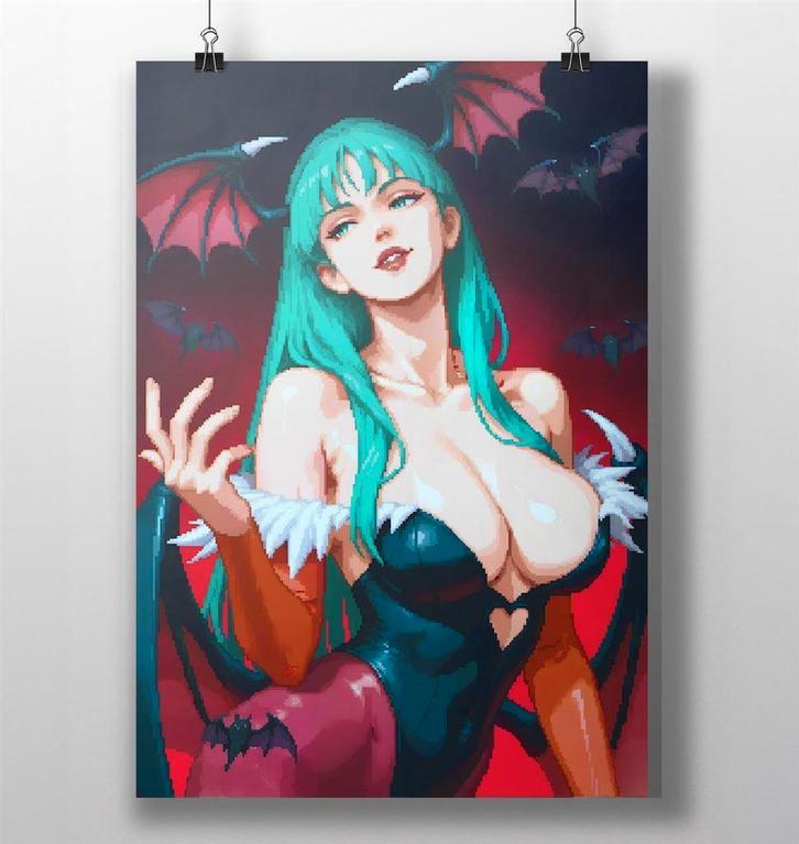 Morrigan Aensland Pixel Art Poster Darkstalkers Game, Spelcomputers en Games, Games | Overige, Nieuw, Avontuur en Actie, 1 speler