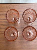 Vintage Roze Glazen - Set van 4, Glas of Glazen, Ophalen of Verzenden, Overige stijlen, Glas