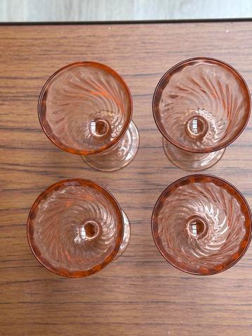 Vintage Roze Glazen - Set van 4 beschikbaar voor biedingen