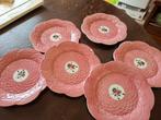 Vintage roze geschulpte  gebaksschotel met een roos, Ophalen of Verzenden