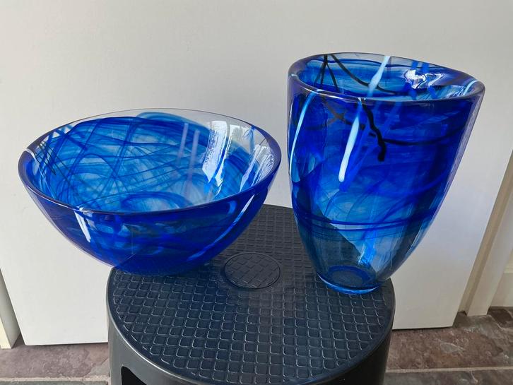 Kosta Boda Contrast serie schaal+vaas ontwerp Anna Ehrner, Antiek en Kunst, Antiek | Glas en Kristal, Ophalen of Verzenden