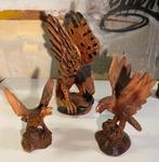 Drie handgesneden houten Adelaars, Antiek en Kunst, Ophalen