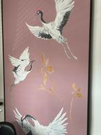 Roze kraanvogel textielbehang 120 x 242 behang vogels nieuw, Ophalen, Minder dan 10 m², Roze