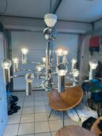 Prachtige luster in Chrome van massive jaren 70., Huis en Inrichting, Lampen | Kroonluchters, Gebruikt, Metaal, Ophalen