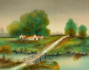 25 stuks Zeefdruk José Pires - Paysage avec le petit pont beschikbaar voor biedingen