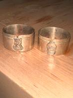 Vintage Servetringen met wapenschild verzilverd, Antiek en Kunst, Ophalen of Verzenden