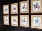 Cavalerie 8 lijsten met prent, Antiek en Kunst, Kunst | Schilderijen | Klassiek, Ophalen