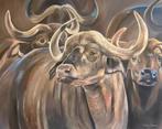 Afrikaanse buffels origineel, uniek, Huis en Inrichting, Woonaccessoires | Schilderijen, Tekeningen en Foto's, Ophalen of Verzenden