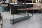 Sidetable haltafel LIXLY PTMD metaal en hout met lades, Huis en Inrichting, Tafels | Sidetables, Ophalen, 100 tot 150 cm, Zo goed als nieuw