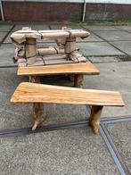 Boomstam banken 120 cm, Ophalen of Verzenden, Nieuw, Rechthoekig, Hout
