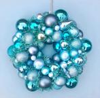 ⭐️ Kerstkrans turquoise blauwe kerstballen krans gekleurd, Ophalen of Verzenden, Zo goed als nieuw