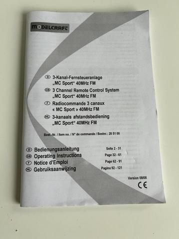 Modelcraft MC sport 40mhz fm handleiding beschikbaar voor biedingen