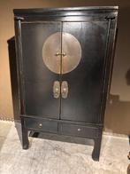 Zwarte Chinese Bruids kast, Chinese kast, Gebruikt, Teakhout, Japandi stijlvol strak