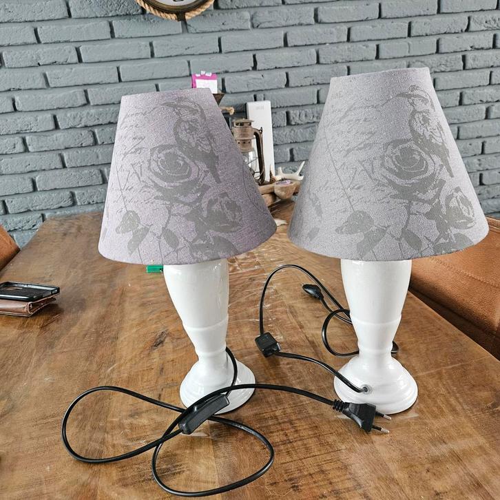 Set van 2 lampen tafellampen, Huis en Inrichting, Lampen | Vloerlampen, Zo goed als nieuw, Minder dan 100 cm, Stof, Overige materialen