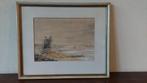 Aquarel rivierlandschap in nette lijst; gesigneerd, Antiek en Kunst, Ophalen of Verzenden