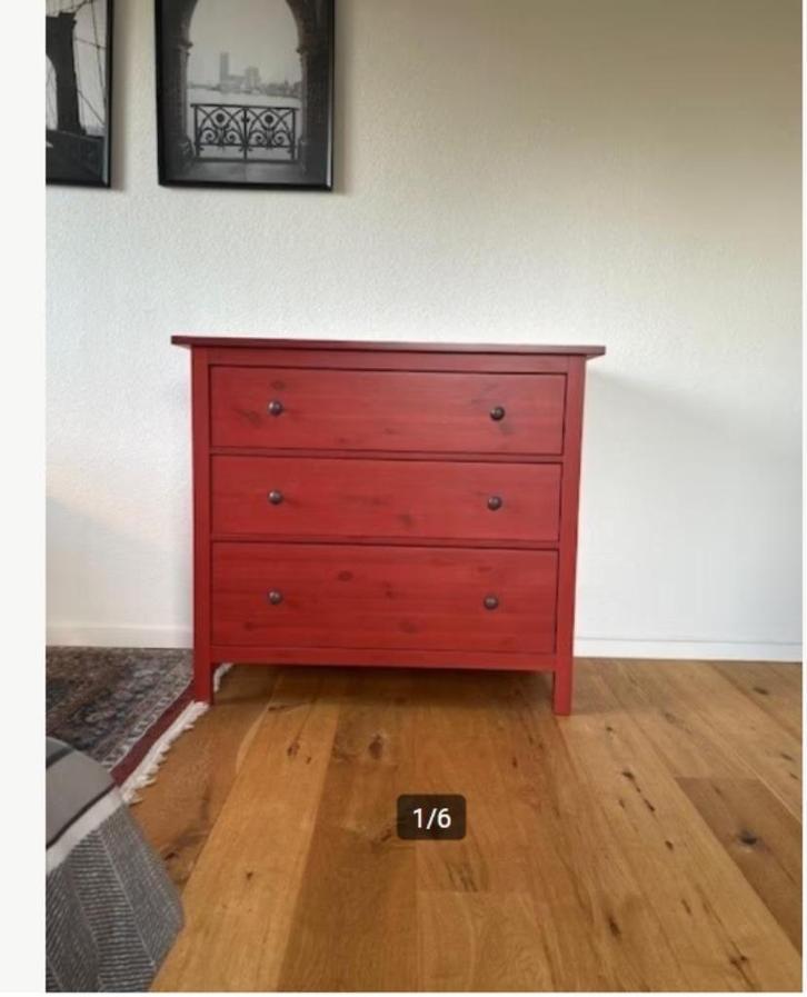 Ikea houten commode/ladekast Hemnes rood, Kinderen en Baby's, Kinderkamer | Commodes en Kasten, Gebruikt, 90 tot 105 cm, 100 cm of meer