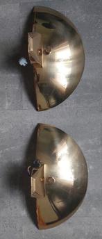 2 art deco wandlampen messing halfrond model jaren 70, Ophalen of Verzenden, Gebruikt, Metaal, Messing deco vintage wandlampen