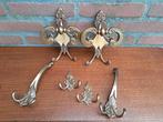 Mooi set vintage wandkapstok haken van messing., Wandkapstok, Ophalen of Verzenden, Zo goed als nieuw, Minder dan 100 cm