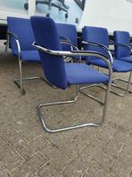6x Lande Cole ( Gispen ) vergaderstoel buisframe stoel, Postbus, Metaal, Blauw, Ophalen of Verzenden