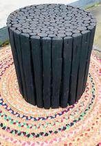 Zwart houten krukje pief bijzettafeltje tafeltje, Minder dan 50 cm, Rond, Ophalen of Verzenden, Zo goed als nieuw