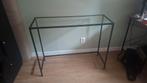 Zwart stalen/glazen sidetable, Ophalen, 50 tot 100 cm, Zo goed als nieuw, 25 tot 50 cm