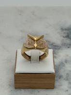 14 karaat gouden statement ring met uilenhoofd maat 21, Sieraden, Tassen en Uiterlijk, Ringen, 20 of groter, Nieuw, Ophalen of Verzenden
