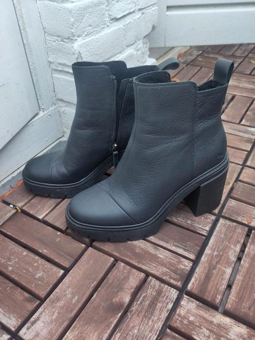 Nieuw! Zwarte leren Rya laars met hak van Toms - maat 40, Kleding | Dames, Schoenen, Nieuw, Lage of Enkellaarzen, Zwart, Ophalen of Verzenden