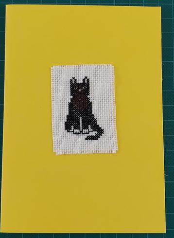 kaart met geborduurde kat Jeune (1733) beschikbaar voor biedingen