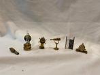 Retro/Brokante Set van 6 messing/koper miniaturen Scheepsroe, Ophalen, Gebruikt