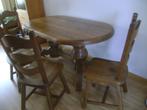 mooie zware donker eiken tafel met 4 stoelen, Ophalen, Gebruikt, 4 tot 6 stoelen