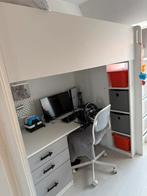 Hoogslaper van de IKEA wit met grijs gratis bureaustoel, Ophalen, Gebruikt, Hoogslaper, Tweepersoons