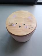 Roze kruk, opbergkruk, poes. Velours buiten hout boven, Huis en Inrichting, Tafels | Bijzettafels, Minder dan 55 cm, Rond, Ophalen of Verzenden