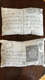 Set decoratieve sierkussens met vintage ansichtkaart print, Ophalen of Verzenden, Gebruikt, Beige, Rechthoekig