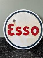 Oud emaille ESSO bord. 37,5 cm. T.b.v. een Esso globe., Verzamelen, Merken en Reclamevoorwerpen, Reclamebord, Gebruikt, Ophalen of Verzenden