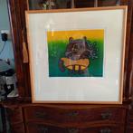 Mooie litho H Scheur hond met tak, Antiek en Kunst, Kunst | Litho's en Zeefdrukken, Ophalen