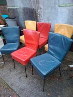 6 Leren Eetkamerstoelen in Verschillende Kleuren, Antiek en Kunst, Ophalen of Verzenden