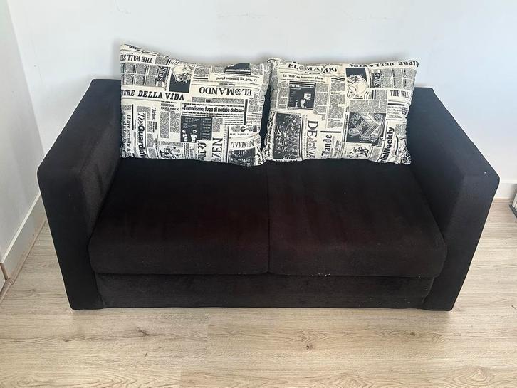 Zwarte slaapbank - Tweepersoons, Huis en Inrichting, Slaapkamer | Slaapbanken, Gebruikt, 140 cm, 200 cm, Tweepersoons, Zwart, Ophalen